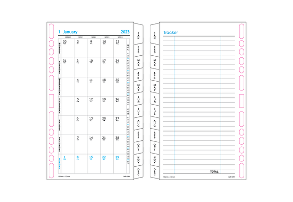 R'fillae A5/A6 Wire-O Binder 1 Day per Page Planner Diary (2024)