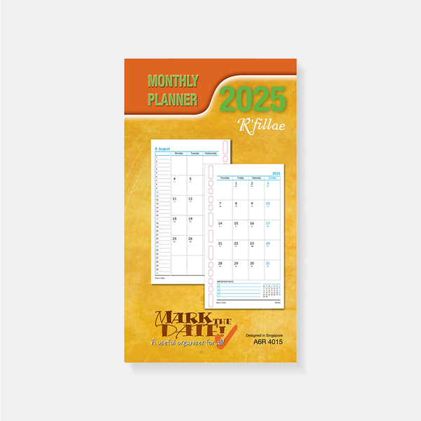 R'fillae 4015 A5/A6 Monthly Diary Planner Refill (Year 2025)