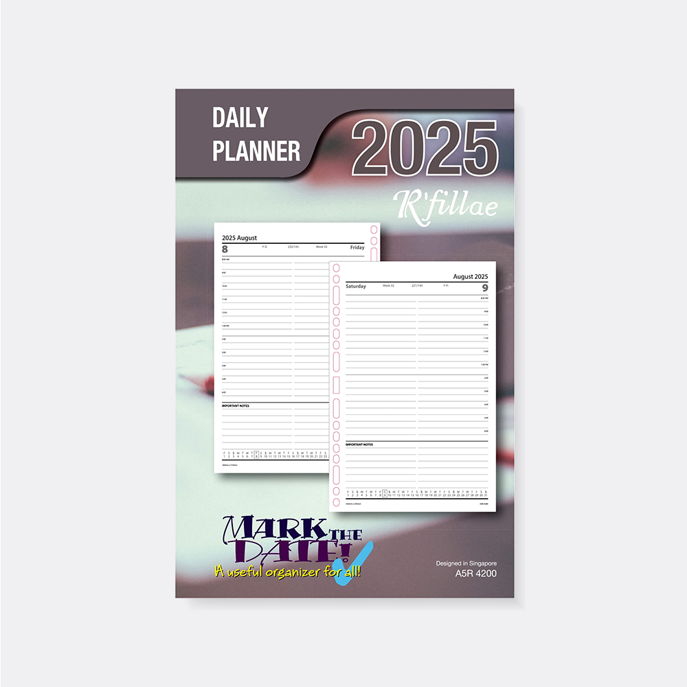 R'fillae 4200 A5/A6 Daily Planner Refill (One Day per Page) (2025)