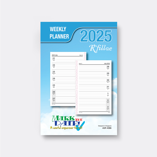 R'fillae 4086 A5/A6/A7 Weekly Planner Diary Refill (2025)