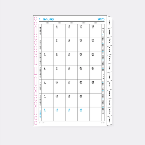 R'fillae 4099 A5/A6 Monthly Planner Dividers Diary Refill (2025)