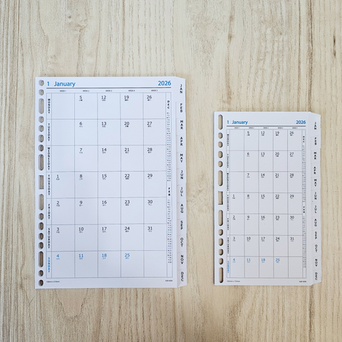 R'fillae 4099 A5/A6 Monthly Planner Dividers Diary Refill (2026)