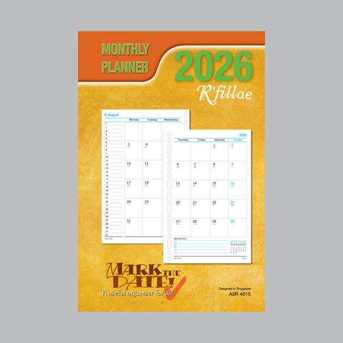 R'fillae 4015 A5/A6 Monthly Diary Planner Refill (Year 2026)