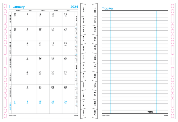R'fillae 4099 A5/A6 Monthly Planner Dividers Diary Refill (2024)