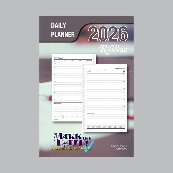 R'fillae 4200 A5/A6 Daily Planner Refill (One Day per Page) (2026)