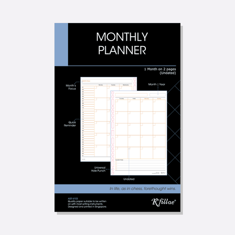 R'fillae A5 Undated Monthly Planner Diary Refill