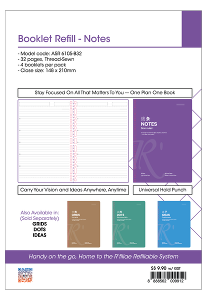 A5 Booklet Refill for Refillable Ring Diary Planners