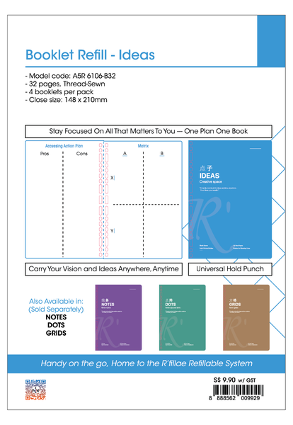 A5 Booklet Refill for Refillable Ring Diary Planners