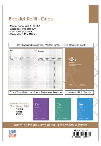 A5 Booklet Refill for Refillable Ring Diary Planners