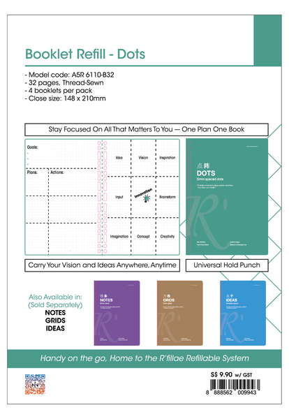 A5 Booklet Refill for Refillable Ring Diary Planners