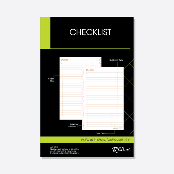 R'fillae A5 Checklist Planner Diary Refill
