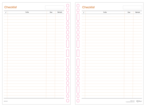 R'fillae A5 Checklist Planner Diary Refill
