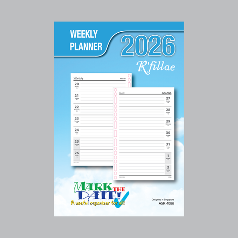 R'fillae 4086 A5/A6/A7 Weekly Planner Diary Refill (2026)