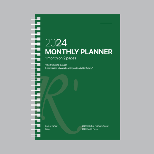 R'fillae A5/A6 Wire-O Binder 1 Month on 2 Pages Planner Diary (2024)
