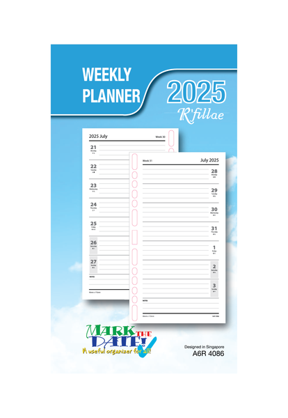 R'fillae 4086 A5/A6/A7 Weekly Planner Diary Refill (2025)