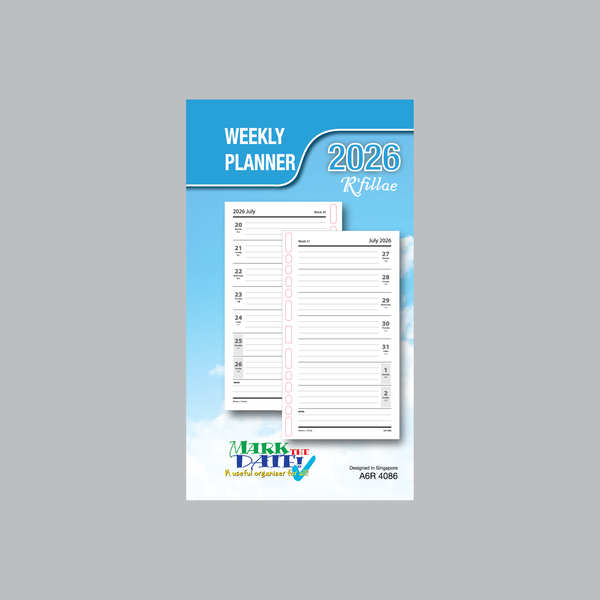 R'fillae 4086 A5/A6/A7 Weekly Planner Diary Refill (2026)