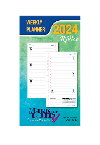 R'fillae 4087 A5/A6 Weekly Planner Diary Refill (2024)