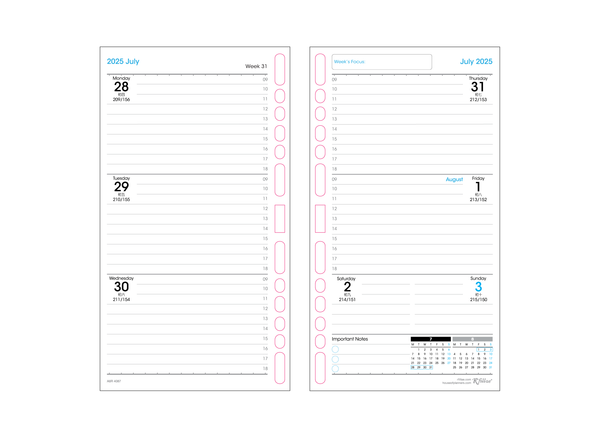 R'fillae A5/A6 Wire-O Binder 1 Week on 2 Pages Planner Diary (2025)