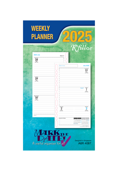 R'fillae 4087 A5/A6 Weekly Planner Diary Refill (2025)