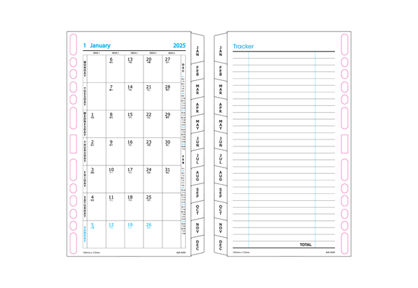 R'fillae 4099 A5/A6 Monthly Planner Dividers Diary Refill (2025)