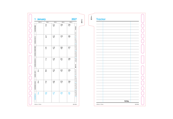 R'fillae PU Leather Refillable Diary Organiser (2027-A6)