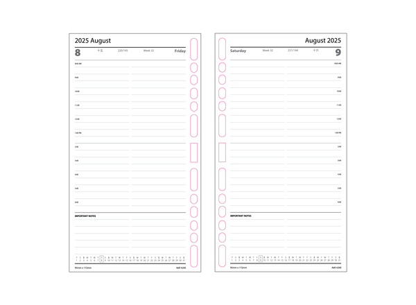 R'fillae A5/A6 Wire-O Binder 1 Day per Page Planner Diary (2025)