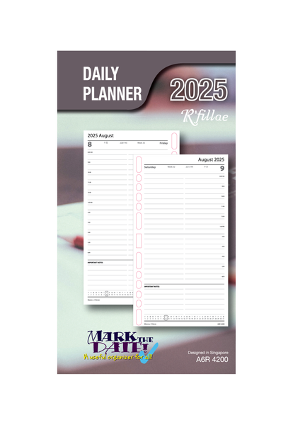 R'fillae 4200 A5/A6 Daily Planner Refill (One Day per Page) (2025)