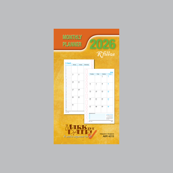 R'fillae 4015 A5/A6 Monthly Diary Planner Refill (Year 2026)