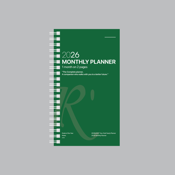 R'fillae A5/A6 Wire-O Binder 1 Month on 2 Pages Planner Diary (2026)