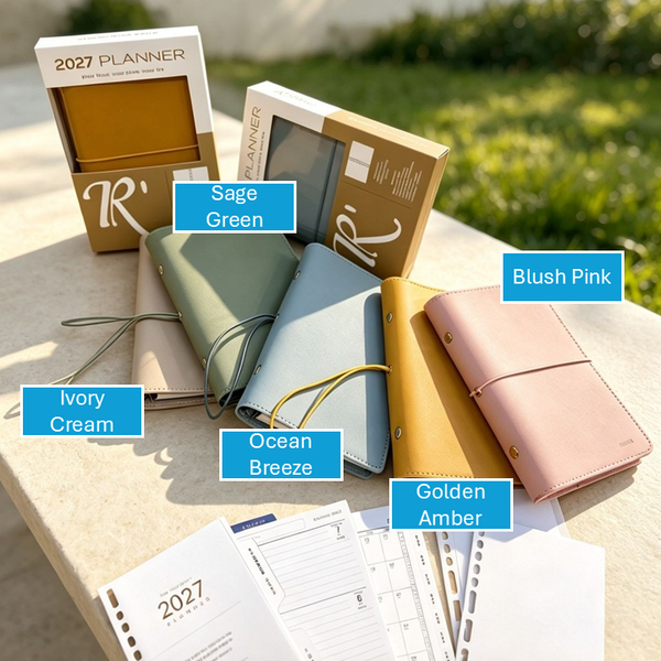 R'fillae PU Leather Refillable Diary Organiser (2027-A6)