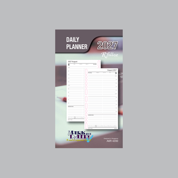 R'fillae 4200 A5/A6 Daily Planner Refill (One Day per Page) (2027)