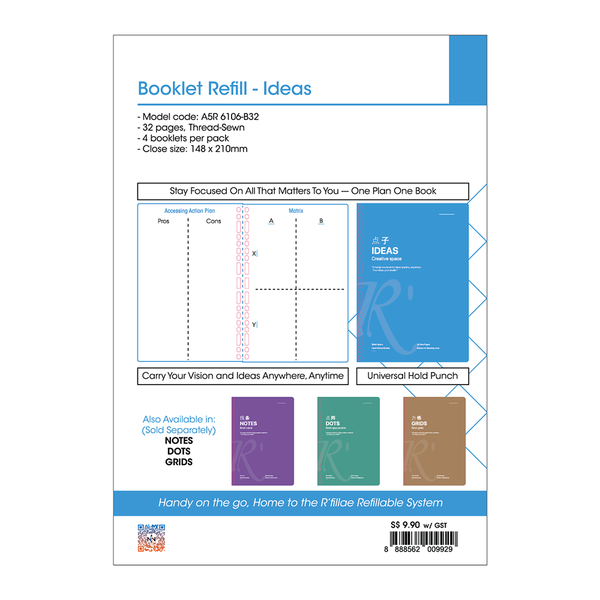 A5 Booklet Refill for Refillable Ring Diary Planners