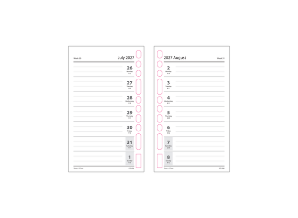 R'fillae A7 Wire-O Binder 1 Week per Page Planner Diary (2027)