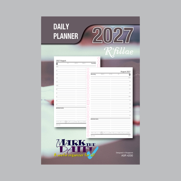 R'fillae 4200 A5/A6 Daily Planner Refill (One Day per Page) (2027)