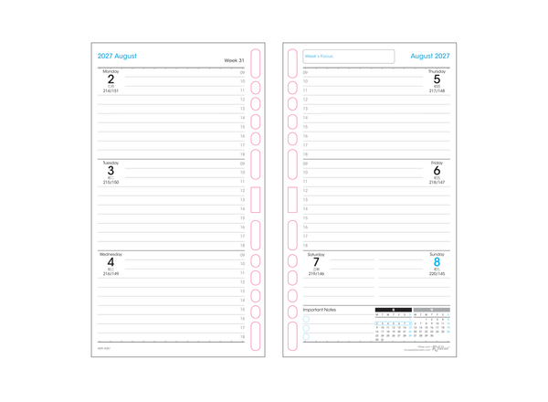 R'fillae A5/A6 Wire-O Binder 1 Week on 2 Pages Planner Diary (2027)