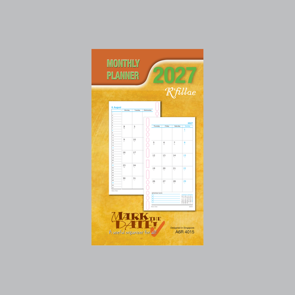 R'fillae 4015 A5/A6 Monthly Diary Planner Refill (Year 2027)