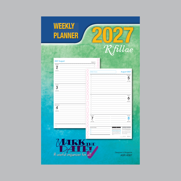 R'fillae 4087 A5/A6 Weekly Planner Diary Refill (2027)