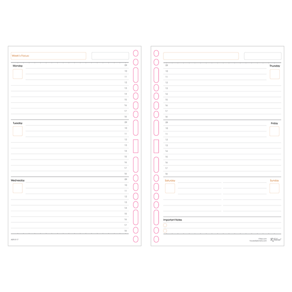 R'fillae Weekly Planner Diary Refill (UNDATED)