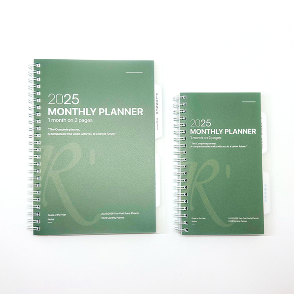 R'fillae A5/A6 Wire-O Binder 1 Month on 2 Pages Planner Diary (2025)