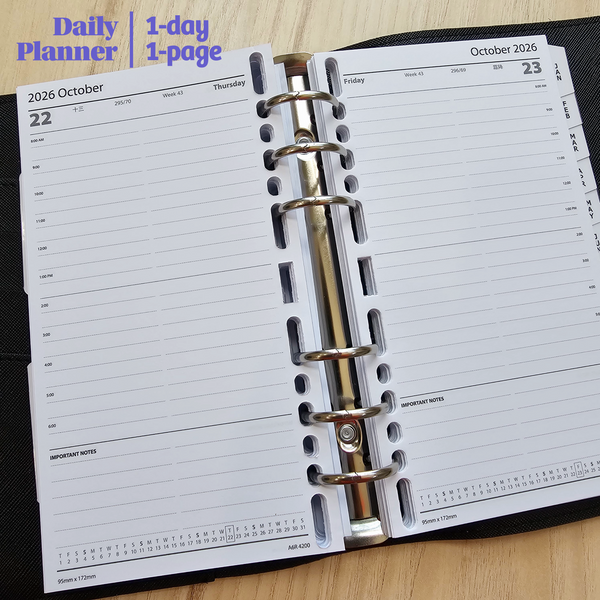 R'fillae A5/A6 PU Refillable Daily Diary (One day per page) (2026)