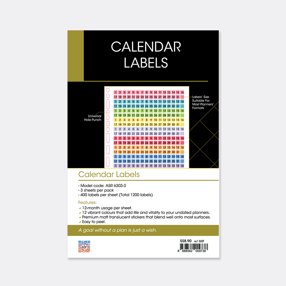 R'fillae A5 Organiser Planner Refill Calendar Labels