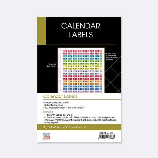 R'fillae A5 Organiser Planner Refill Calendar Labels