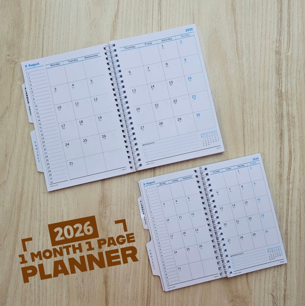 R'fillae A5/A6 Wire-O Binder 1 Month on 2 Pages Planner Diary (2026)