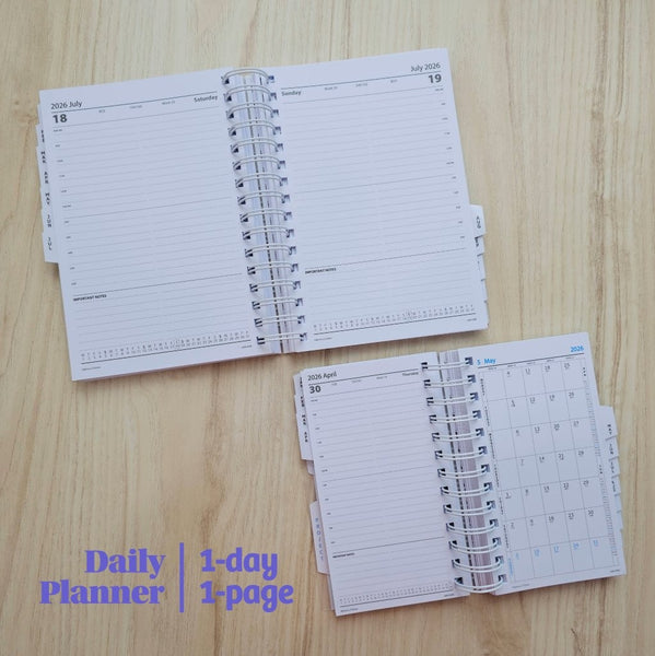 R'fillae A5/A6 Wire-O Binder 1 Day per Page Planner Diary (2026) Collated