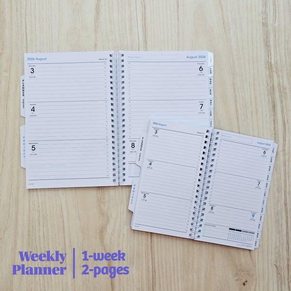 R'fillae A5/A6 Wire-O Binder 1 Week on 2 Pages Planner Diary (2026)