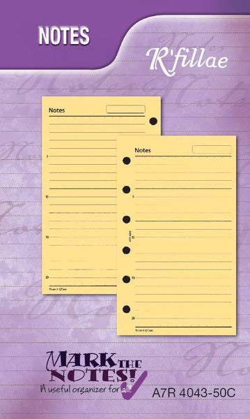 R'fillae Colour A7 Notes Organiser Planner Refill