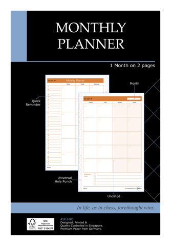 R'fillae A5 Undated Monthly Planner Diary Refill