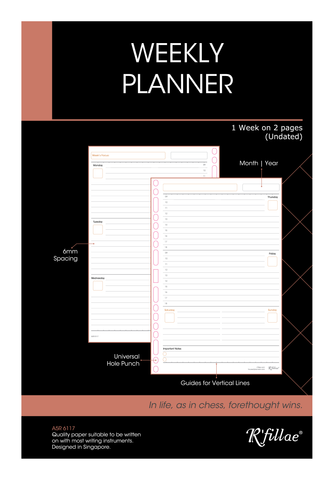 R'fillae 6117 A5 Weekly Planner Diary Refill (UNDATED)